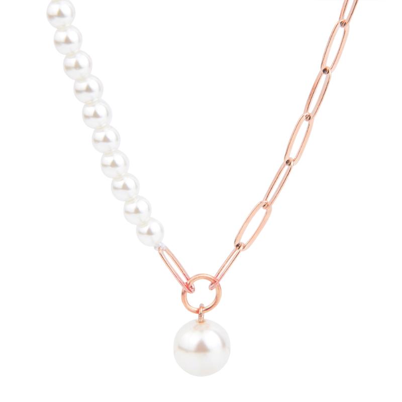 Chains Rose Gold Color Shell Bead Necklace Half-pearl And Half-chain Metal Lobster Buckle Adjustable Gifts High Quality For Women
Chains Rose Gold Color Shell Bead Necklace Half-pearl And Half-chain Metal Lobster Buckle Adjustable Gifts High Quality For Women