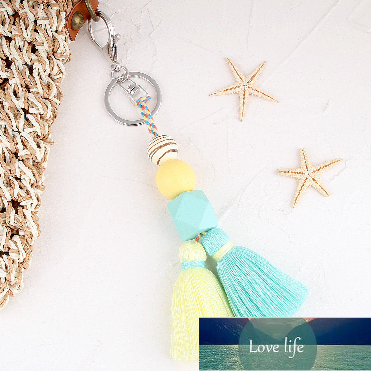 Multicolor Handmade Wood Beads Tassel Keychain Bohemian Key Ring Boho Handbag Accessories Key Holder Jewelry Gifts  Factory price expert design Qualit