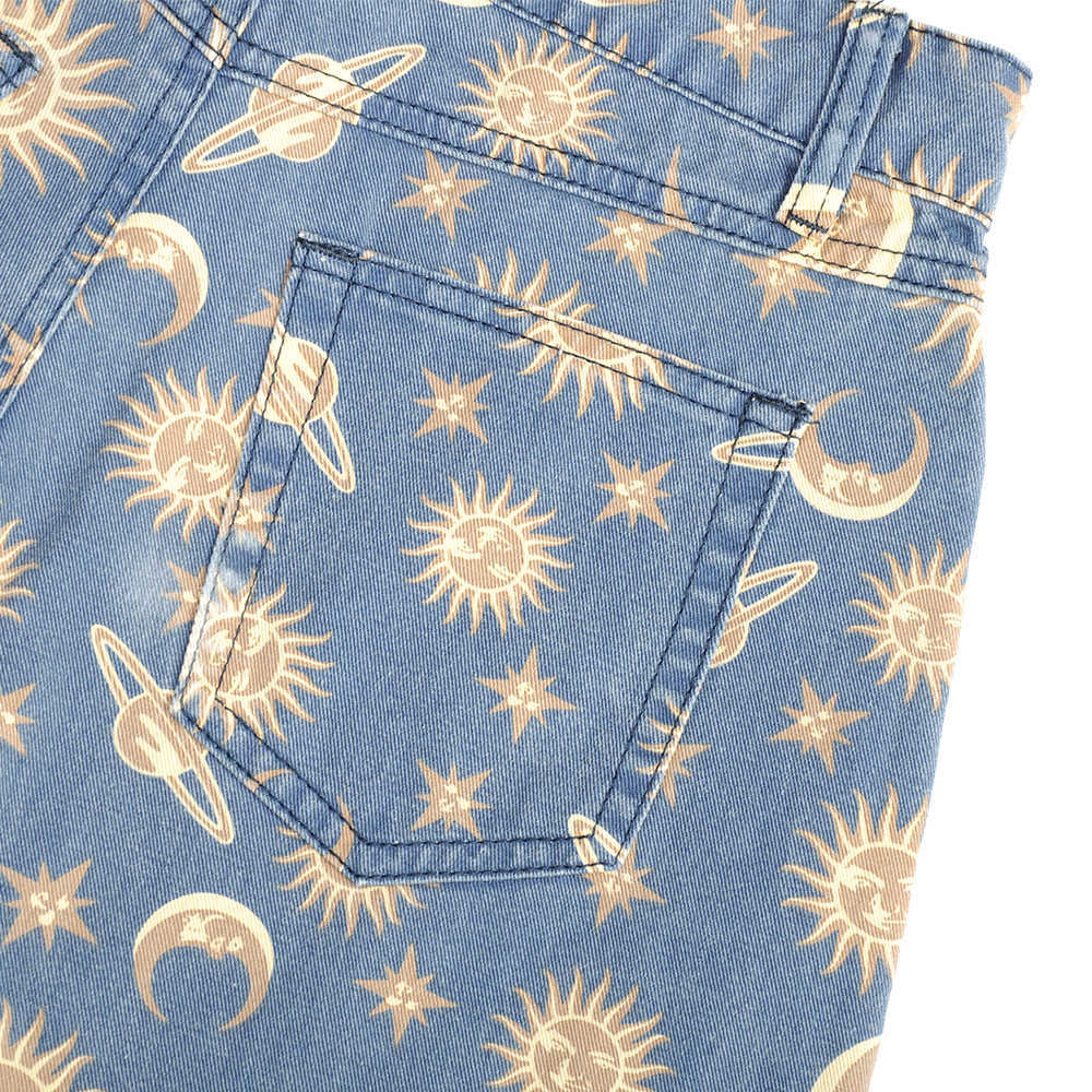 Women's denim Shorts Fit Planet Printed Pattern Women Pant School Loose Streewear Sun Star Ladies Jeans 210714