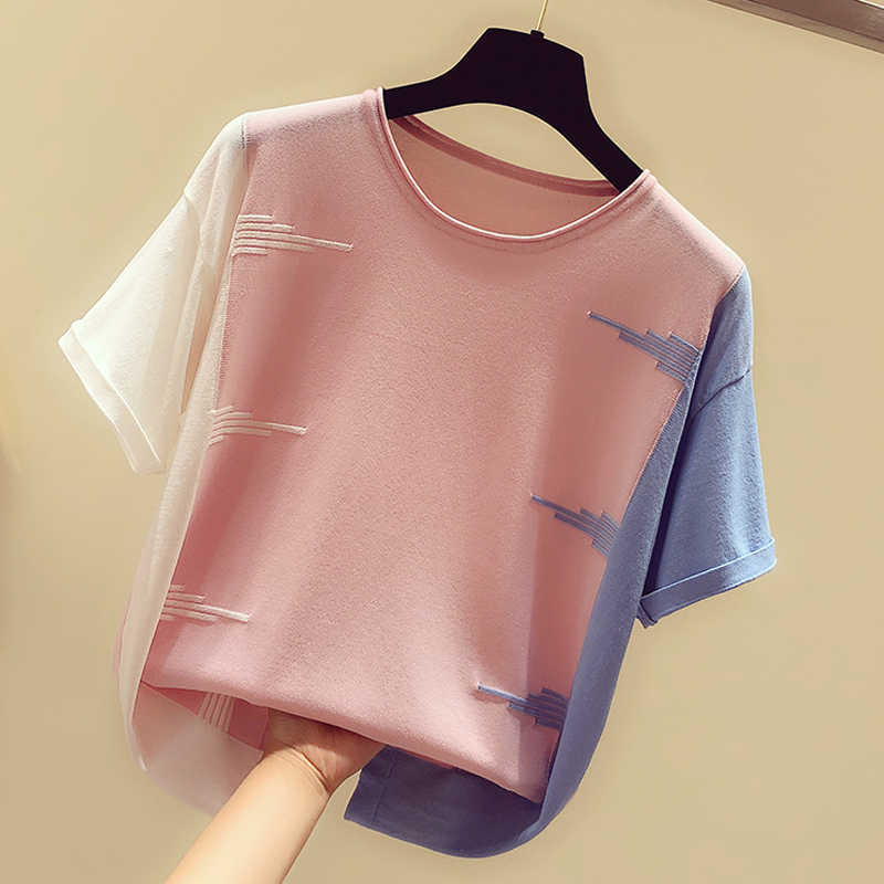 shintimes Pink O-Neck T Shirts Women Summer Thin Knitted T-Shirt Women Casual Woman T-Shirts Hit Color Tops Tee Shirt Femme 210702, Red
shintimes Pink O-Neck T Shirts Women Summer Thin Knitted T-Shirt Women Casual Woman T-Shirts Hit Color Tops Tee Shirt Femme 210702, Red