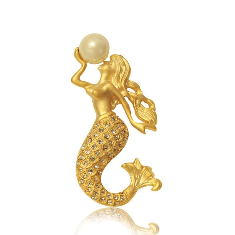 Pins, Brooches HOSENG Retro Ocean Golden Color Mermaid Alloy Pearl Brooch Women Wedding Party Decorative Corsage HS_965
Pins, Brooches HOSENG Retro Ocean Golden Color Mermaid Alloy Pearl Brooch Women Wedding Party Decorative Corsage HS_965