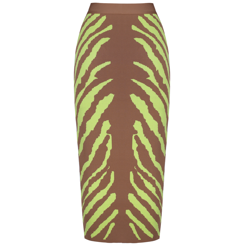 Ocstrade Arrival Fashion Long Bandage Skirt Women Lime Zebra Print Bodycon Bandage Skirt Midi Club Party Skirt 210306