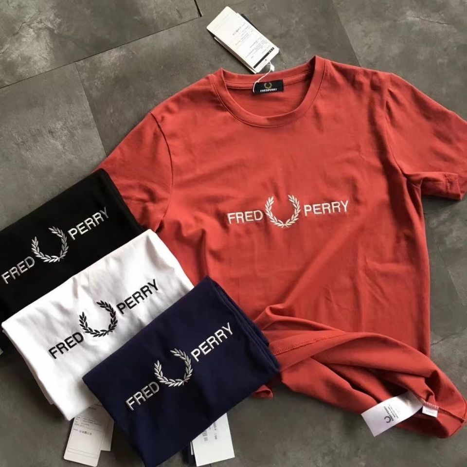 men and women summer fred perry cotton breathable slim round neck short sleeve letters t shirts, White;black
men and women summer fred perry cotton breathable slim round neck short sleeve letters t shirts, White;black