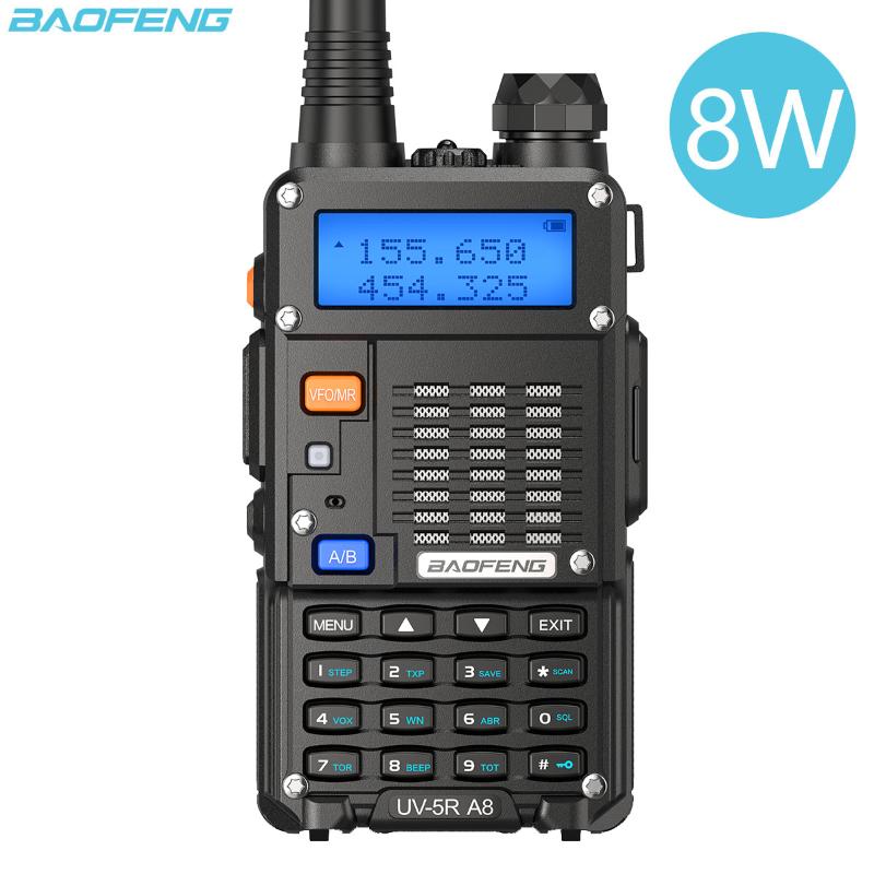 Walkie Talkie Baofeng UV-5R A8 8W Tri-Power 8W/4W/1W Dual Band Two Way Radio With 2100 MAh Battery Sation UV-9R UV-82
Walkie Talkie Baofeng UV-5R A8 8W Tri-Power 8W/4W/1W Dual Band Two Way Radio With 2100 MAh Battery Sation UV-9R UV-82