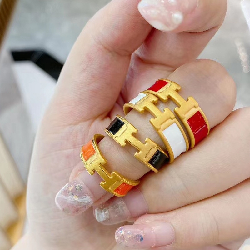 Vietnam gold plated 3D red enamel color glue dropping women's fashion H letter opening ring
Vietnam gold plated 3D red enamel color glue dropping women's fashion H letter opening ring