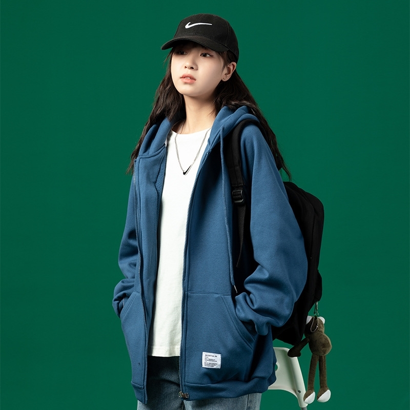 2021 spring Autumn New Korean hooded sweater women's sports and leisure versatile student lazy style cardigan coat, Black 
2021 spring Autumn New Korean hooded sweater women's sports and leisure versatile student lazy style cardigan coat, Black