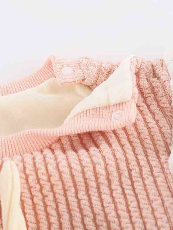 Peninsula Baby Letter Embroidery Eyelet Embroidered Ruffle Trim Thermal Jumpsuit With Doll SHE