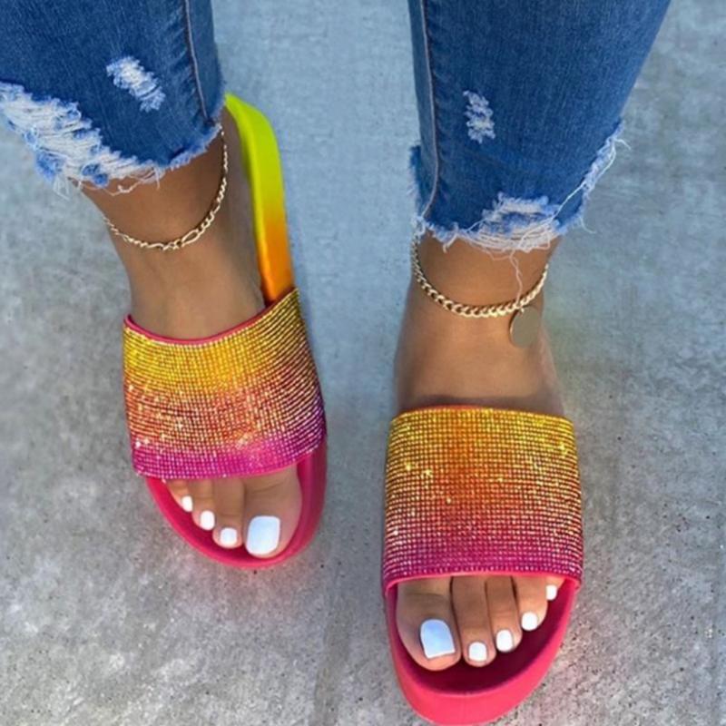 Color Bling Slippers Women's Summer Rhinestone Slides Platform Color Block Beach Sandals Rainbow Outdoor Ladies Shoes, As shown
Color Bling Slippers Women's Summer Rhinestone Slides Platform Color Block Beach Sandals Rainbow Outdoor Ladies Shoes, As shown