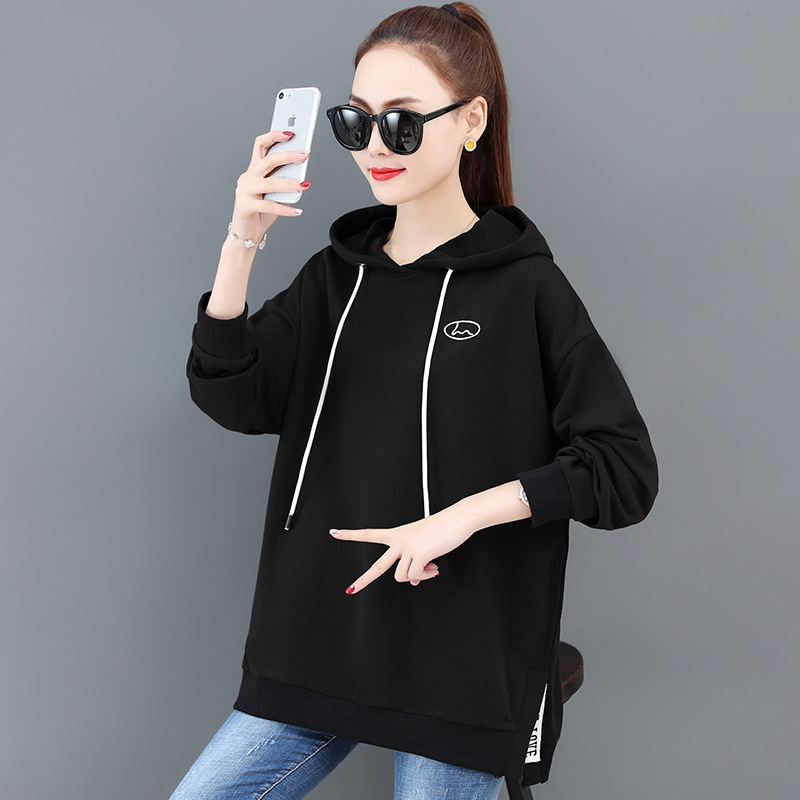 Spring New Hooded Sweater Women's Loose Embroidered Jacket Student Top GRAY22 201102