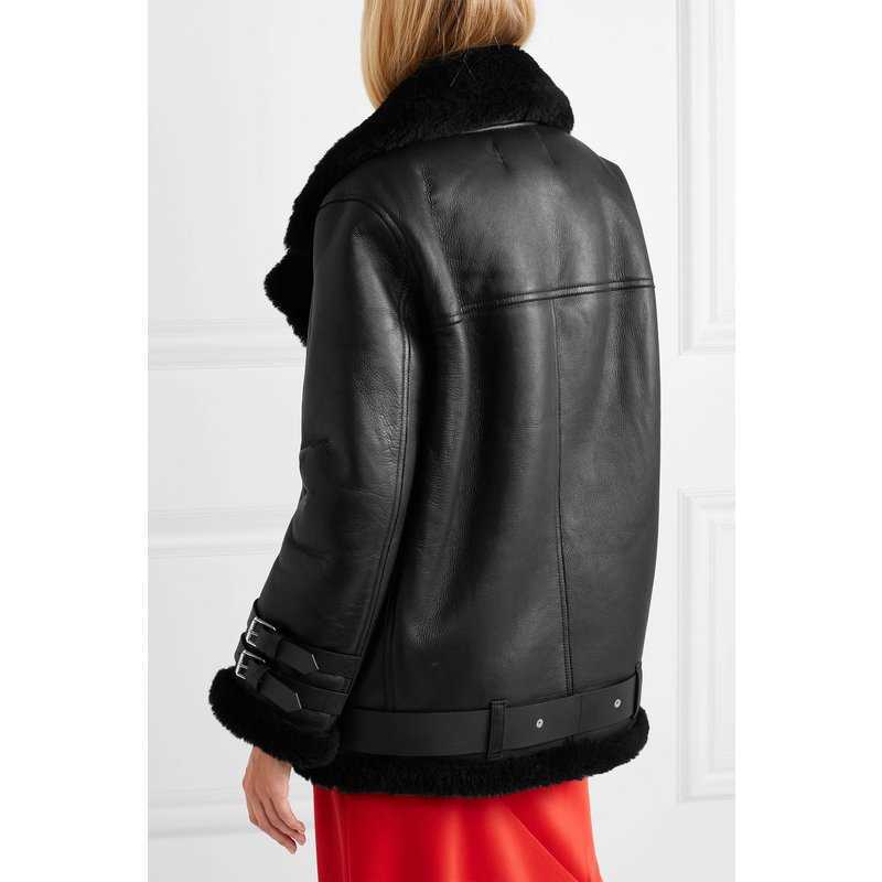Women's Genuine Leather Natural Sheep Shearling Fur Coat Winter 100% Sheepskin Coat Female Bomber warm fur leather Jackets F664 211011