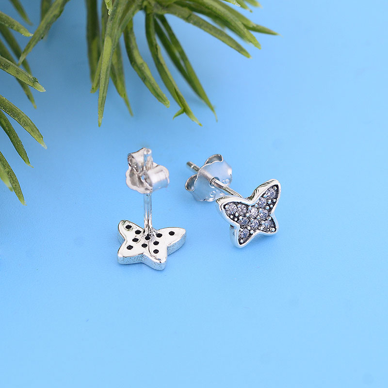 Fashion 925 Sterling Silver Butterfly Stud Earrings for Women Girls Beautiful Animal Earrings Moda Bijoux Jewelry gift