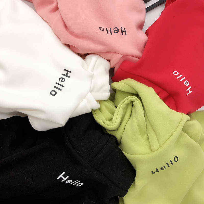 Autumn Winter Sweatshirt Boys Girls Children Thicken Pullover Top Fashion Korean Hoodie Letter tops girls 211110