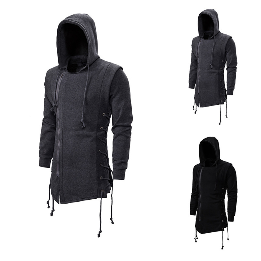 Men's sweater dark street style cross bandage slant front Hooded Sweater men's coat, Black
Men's sweater dark street style cross bandage slant front Hooded Sweater men's coat, Black