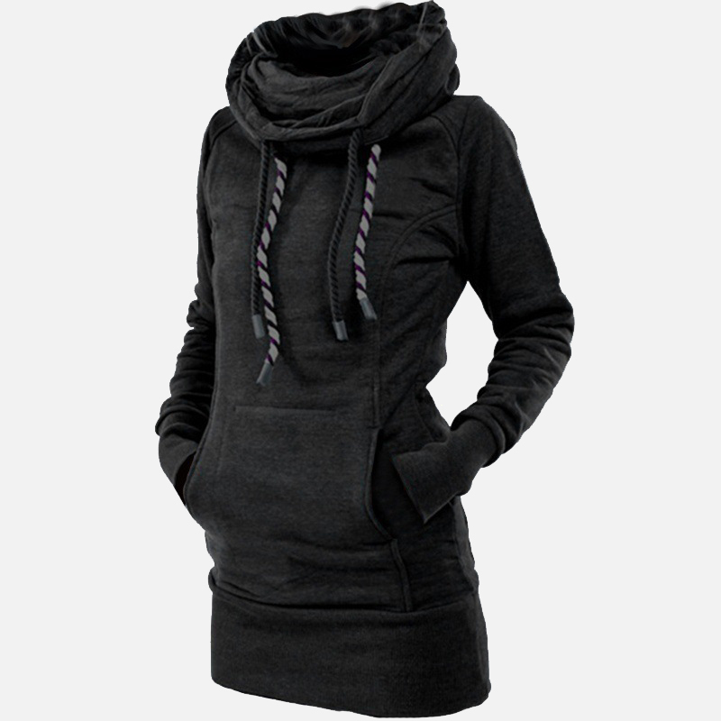 Women Turtleneck Pullover Robe Plain Thick Hoodies Poleron Mujer Warm Tunic Sweatshirt Embroidered Star Long Hoodie Dress 201204