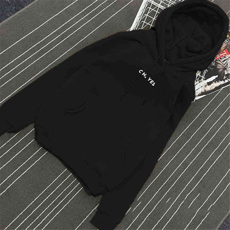 Autumn Winter Fleece Oh Yes Letter Harajuku Print Pullover Thick Loose Women Hoodies Sweatshirt Female Casual Coat 211109