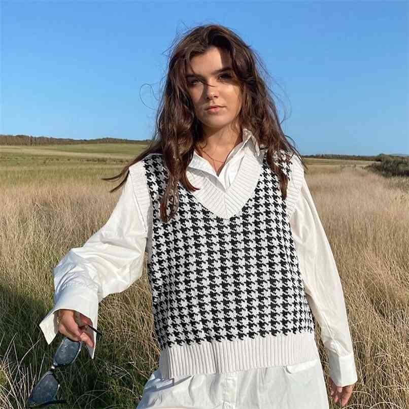 Women's Sleeveless Sweater Female Sweaters for Women Vest Spring Clothing Vintage Clothes Knitting Woman Tops 210819