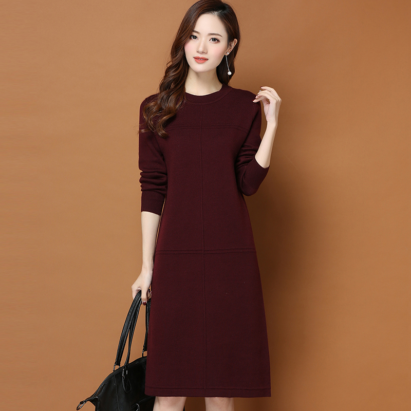 New Fashion Autumn Winter Women Long Sweater Dress Pullovers Warm Knitted Sweaters Pullover Dresses Lady 210218