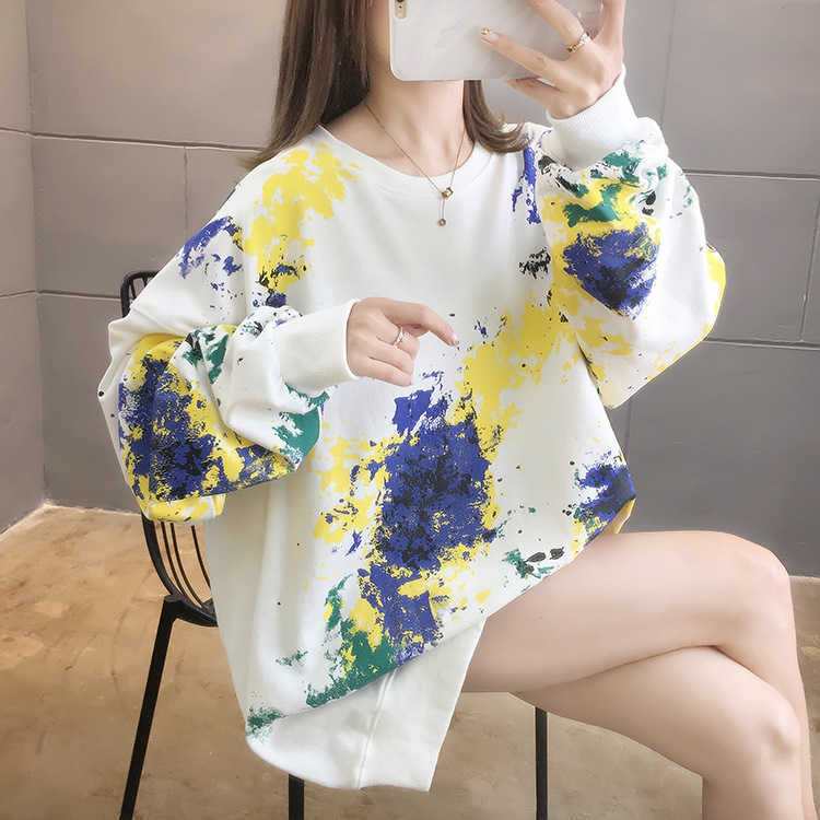 Women's clothing 2021 autumn new Korean printed sweater women's fashion long sleeve round neck loose large size thin student coat, White
Women's clothing 2021 autumn new Korean printed sweater women's fashion long sleeve round neck loose large size thin student coat, White
