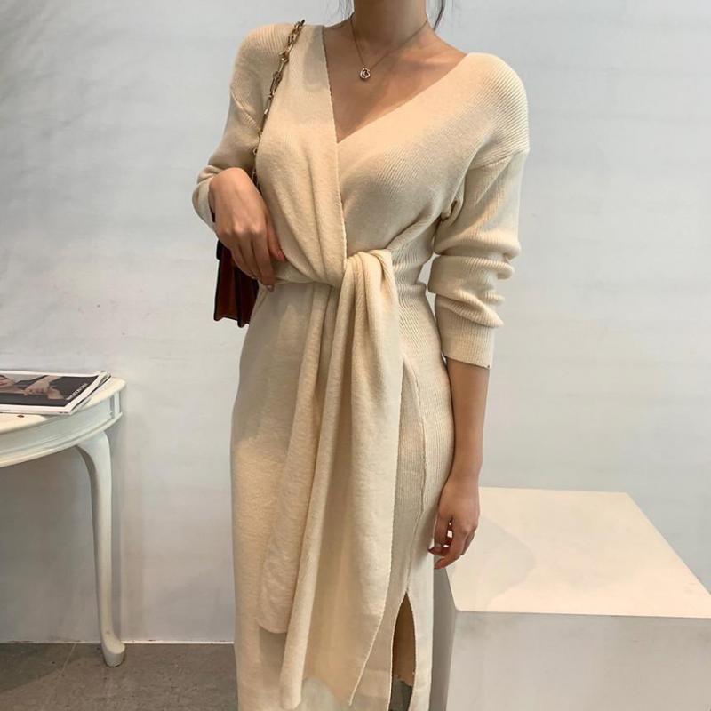 Casual Dresses ZCWXM Winter Women Sweater Dress V-neck Cross Split Long Bandage Knee-length Korean Sleeve Vintage Knitted, Black;gray
Casual Dresses ZCWXM Winter Women Sweater Dress V-neck Cross Split Long Bandage Knee-length Korean Sleeve Vintage Knitted, Black;gray