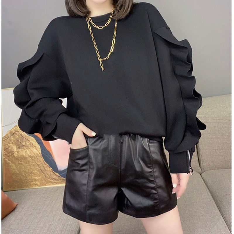 Nomikuma Sweatshirts Women Autumn Winter Pullover Hoodies New Korean Zipper Ruffle Long Sleeve Causal Top Jumper 6C728 201113