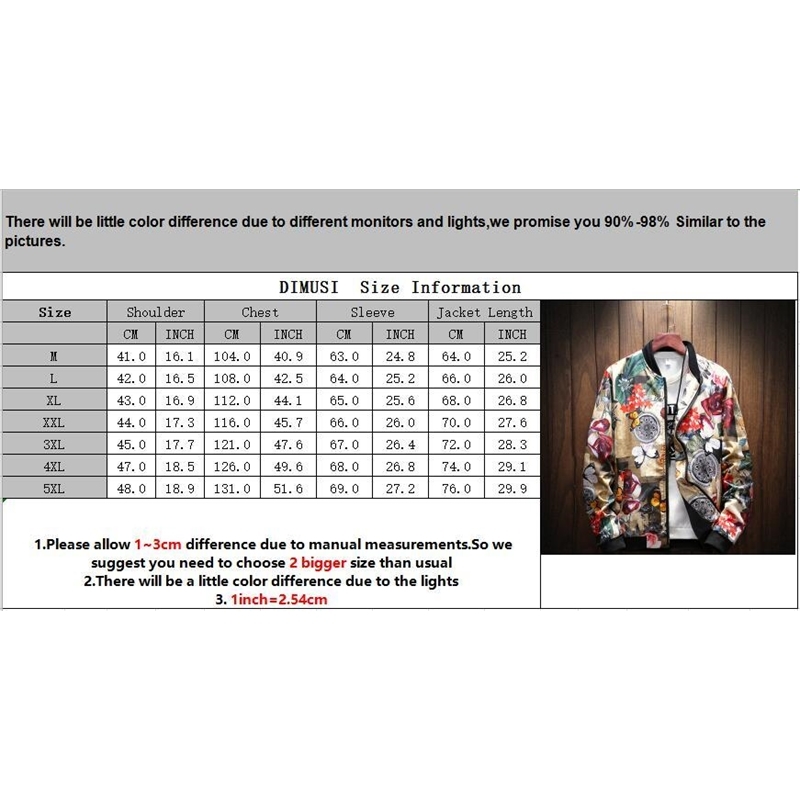 DIMUSI Mens Jackets Spring Autumn Fashion Mens Hip Hop Anorak Coats Men Stand Collar Slim Flower Bomber Jackets Clothing 5XL T200502