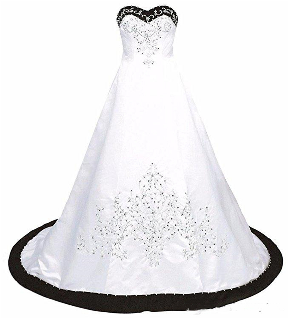 Vintage White Embroidery Wedding Dresses Gown Strapless Lace-up Beaded Lace Embroidery Sweep Train Corset Plus Size Vestidos De Novia