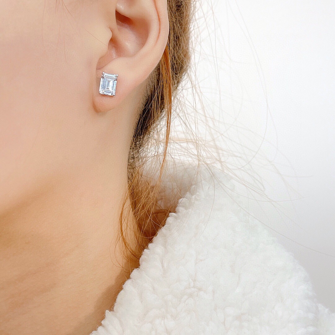 S925 silver stud earring platinum color for women wedding jewelry gift have stamp charm engagement PS3184