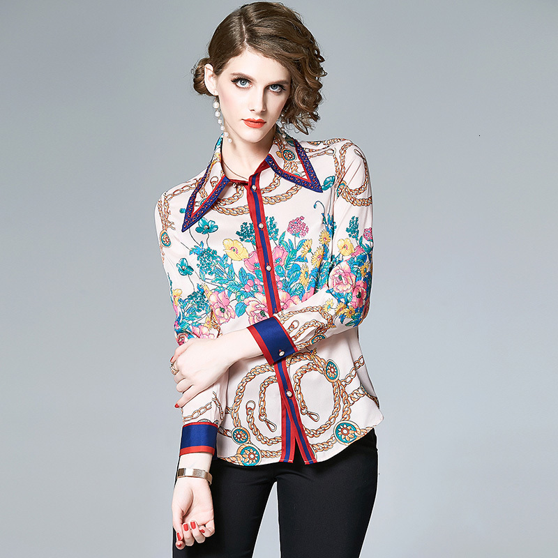 2021 New Fashion Designer Women Long Sleeve Button Up Flower Printed Blouses Shirts Office Vintage Streetwear Elegant Plus Size Top FXC6, As picture
2021 New Fashion Designer Women Long Sleeve Button Up Flower Printed Blouses Shirts Office Vintage Streetwear Elegant Plus Size Top FXC6, As picture