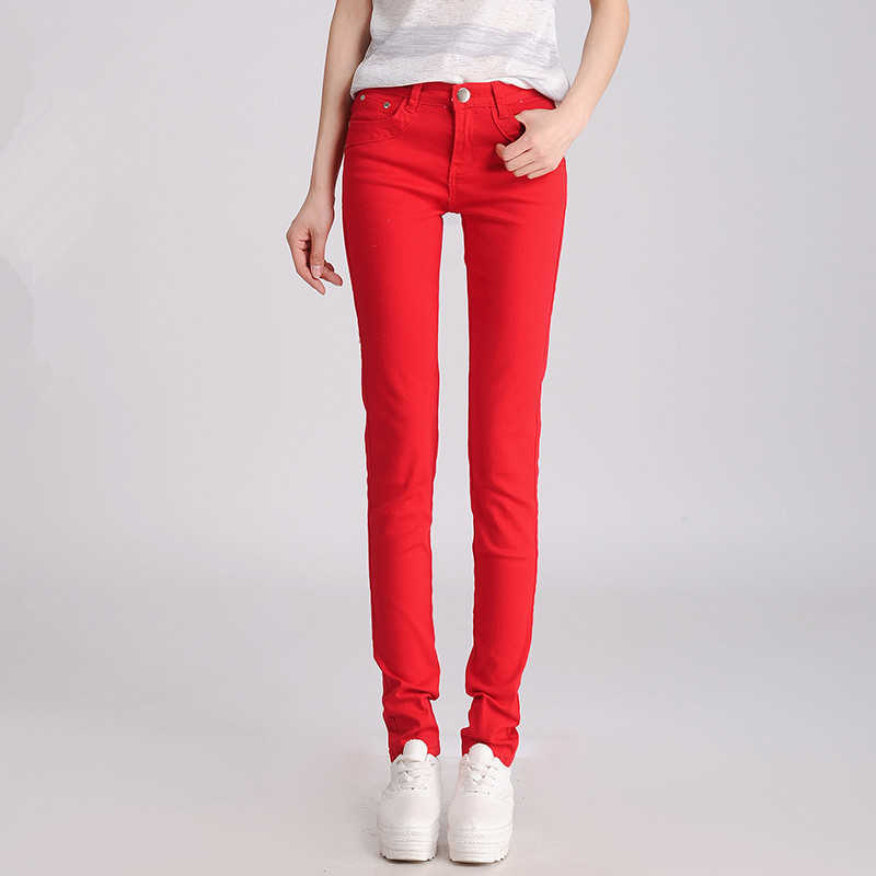 FSDKFAA Women Plus Size Stretch Jeans Koreans Skinny Small-leg Casual Pencil Pants Candy Color Black Stacked Slim Leggings 210809