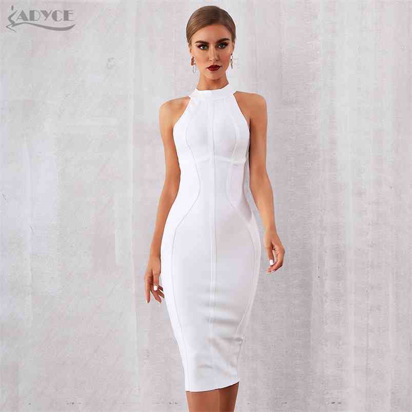 ADYCE Summer White Women Bodycon Bandage Dress Elegant Tank Sexy Sleeveless Club Celebrity Evening Runway Party Dresses 210623
