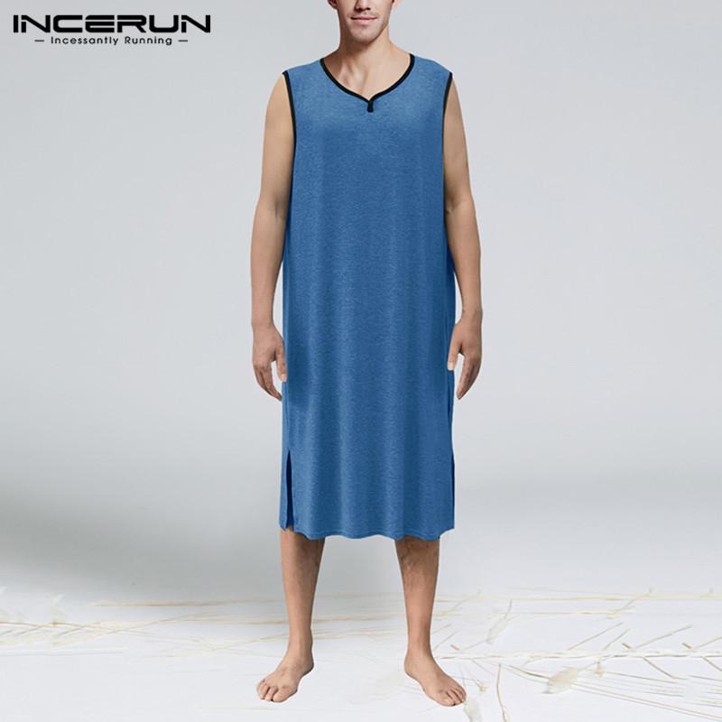 Men' Sleepwear INCERUN Men Leisure Robes Casual Sleeveless Loose Nightwear Bathrobe Fashion V Neck Homewear Comfortable Nightclothes, Blue
Men' Sleepwear INCERUN Men Leisure Robes Casual Sleeveless Loose Nightwear Bathrobe Fashion V Neck Homewear Comfortable Nightclothes, Blue
