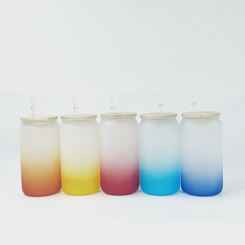 Sublimation16oz Frosted Glass Beer Mugs Gradient color With Bamboo Lid and Reusable Straw Portable soda Pop Can Coffee Milk Juice Cups B1
Sublimation16oz Frosted Glass Beer Mugs Gradient color With Bamboo Lid and Reusable Straw Portable soda Pop Can Coffee Milk Juice Cups B1