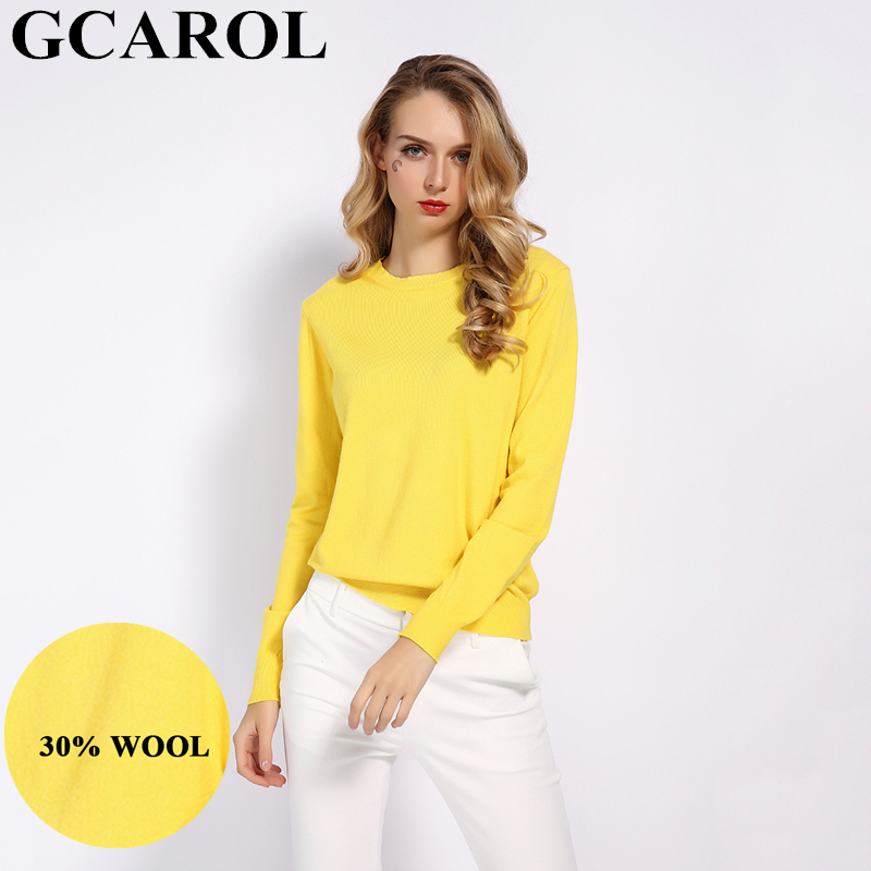 GCAROL Women Candy Knit Jumper Women 30% Wool Slim Sweater Spring Autumn WInter Soft Stretch Render Knit Pullover Knitwear S-3XL 210218