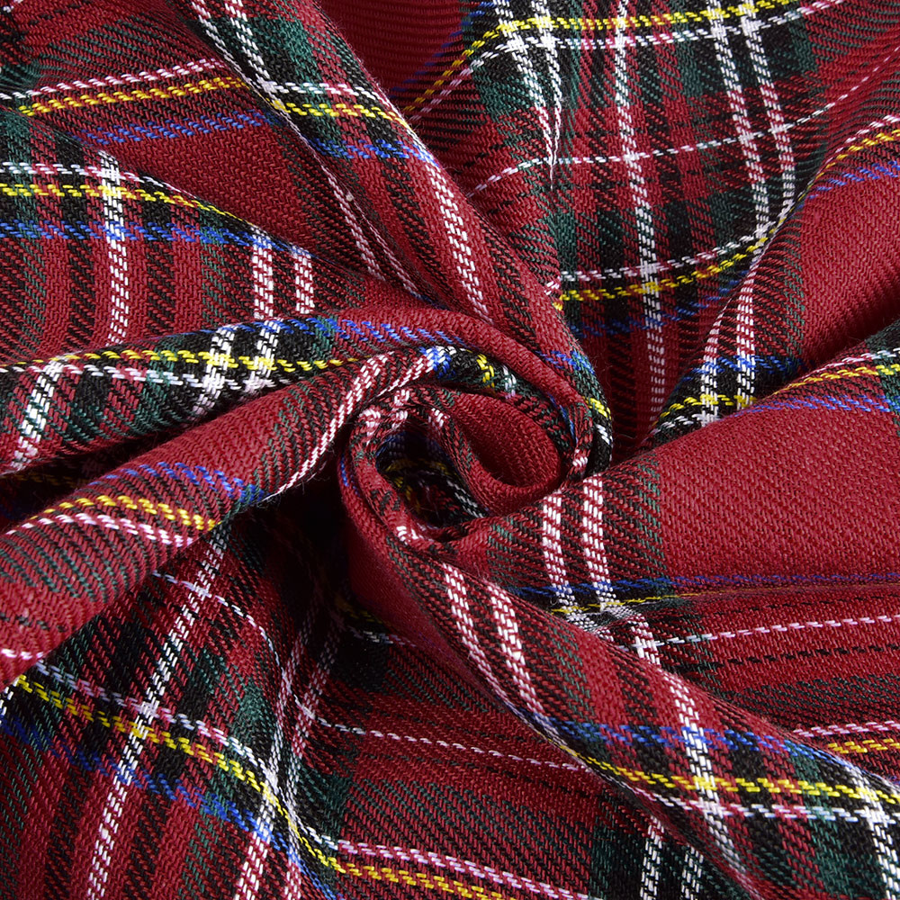 Plaid Dress For Women Long Sleeve Autumn Fashion Round Neck Loose Lady Mini Dress Red Casual Fall Female Party Dress Vestido 210309