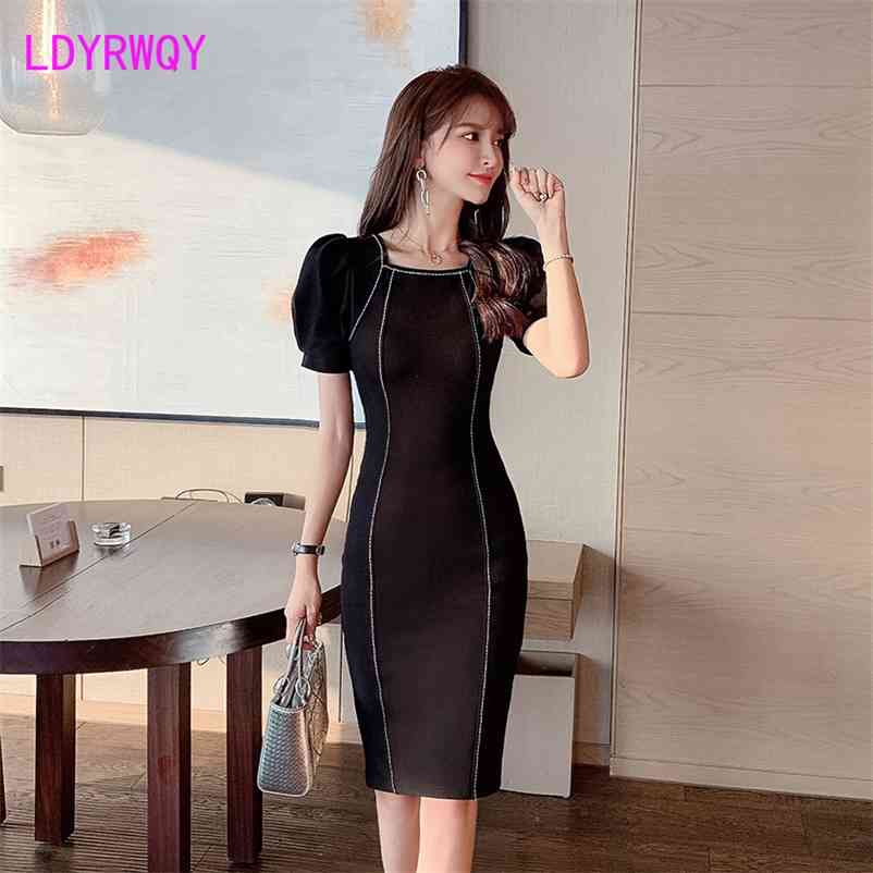 LDYRWQY White dress female summer Korean style temperament square collar slim fit buttocks 210603, Black
LDYRWQY White dress female summer Korean style temperament square collar slim fit buttocks 210603, Black