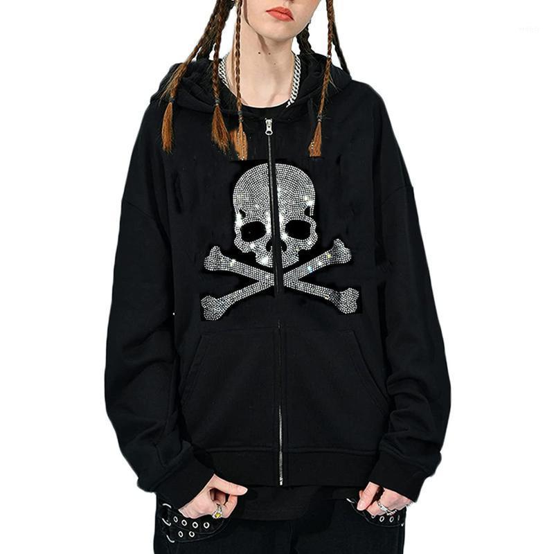 Women' Jackets Women Halloween Hooded Sweatshirt Leisure Sports Hoodie Rhinestone Skeleton Pattern Long Sleeve Cardigan With Pockets Drawst, Black
Women' Jackets Women Halloween Hooded Sweatshirt Leisure Sports Hoodie Rhinestone Skeleton Pattern Long Sleeve Cardigan With Pockets Drawst, Black