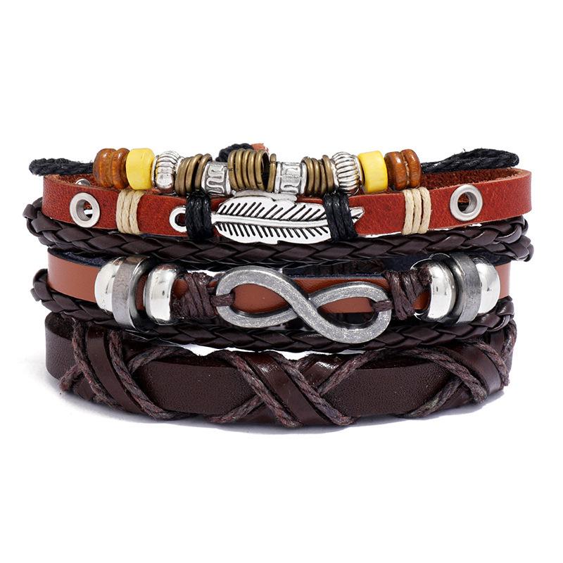 Link, Chain Explosion Vintage Punk Leather Bracelet For Men Feathers Infinity Symbol Multilayer Handmade Weaving Bracelets Male Jewelry, Black
Link, Chain Explosion Vintage Punk Leather Bracelet For Men Feathers Infinity Symbol Multilayer Handmade Weaving Bracelets Male Jewelry, Black