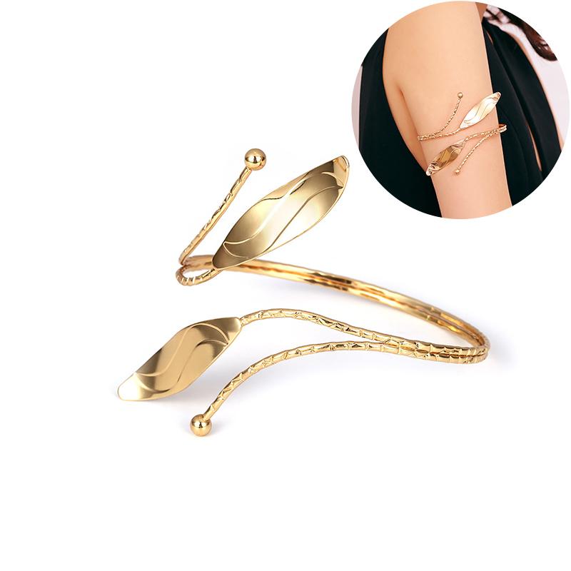 Link, Chain Fashion Coin Sequin Upper Arm Link Bracelet Cuff Charms Bracelets Gold Color Bangles Armband For Women Girl Party Jewelry