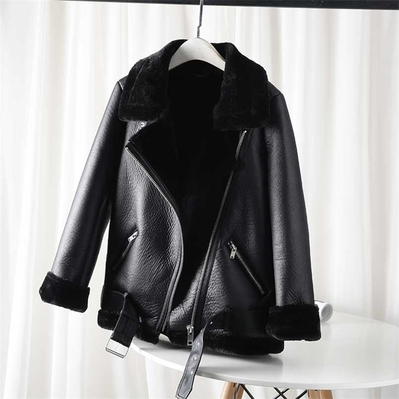 Ailegogo Winter Women Sheepskin Coat Streewear Thick Warm Pu Faux Lamb Leather Jacket with Belt Loose Oversized Outwear 211110, Wine
Ailegogo Winter Women Sheepskin Coat Streewear Thick Warm Pu Faux Lamb Leather Jacket with Belt Loose Oversized Outwear 211110, Wine