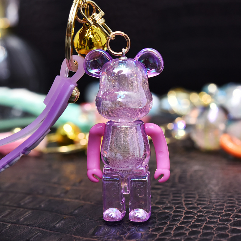 Cartoon Cute Violent Bear Keychain Colorful Acrylic Charm Luggage Pendant Men And Women Car Key Chain Rng Jewelry Wholesale