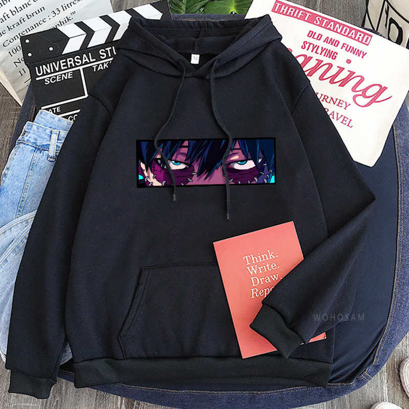 Anime My Hero Academia Manga Dabi Eye Harajuku Men Hoodies Sweatshirt Casual Loose Women Winter Black Patchwork Pullover Hoodies Y0804