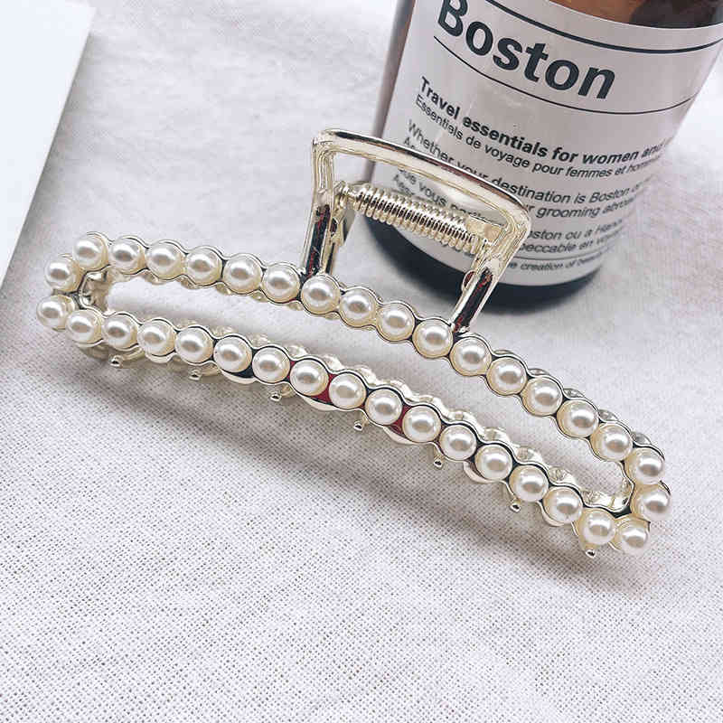 Hair Accessories Jewelry Korean Pearl Rhinestone pin Top Clip at the Back of Head Elegant Female Curling Headdress Bath Grab