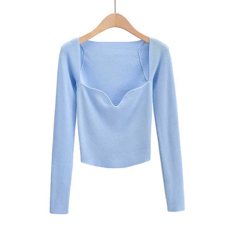 autumn women solid thin sweater long sleeve elegant office lady knitted jumper tops 4P2 210918