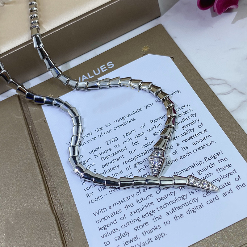 Choker New 2022 Top Brand Pure Sterling Sier Jewelry Women Rose Gold Snake Dia Pendant Necklace Lovely Fine Quality