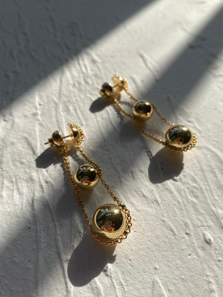 RISPADA EH33785 fashion triple ball 2 colors trendy chain drop earrings 
RISPADA EH33785 fashion triple ball 2 colors trendy chain drop earrings