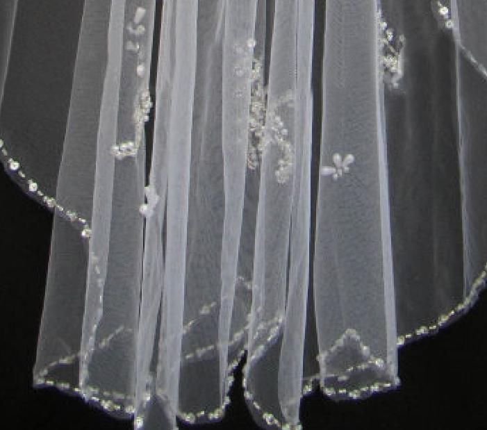New Wedding Accessories White/Ivory Fashion Veil Ribbon Edge Short Two Layer Bridal Veils With Comb High QualityCCW0014