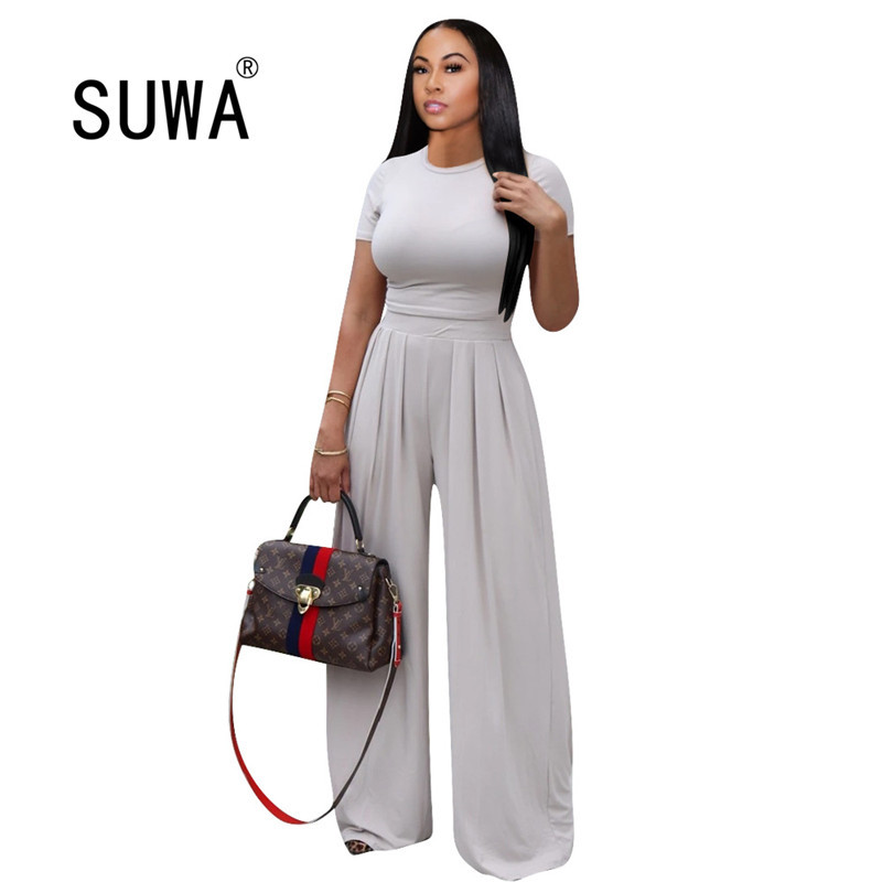 Women knitted Short Sleeve O-neck Crop Top Wide Leg Pants 2 Piece Set For Female Tops Trousers Two Pieces Suits 210525, Black
Women knitted Short Sleeve O-neck Crop Top Wide Leg Pants 2 Piece Set For Female Tops Trousers Two Pieces Suits 210525, Black