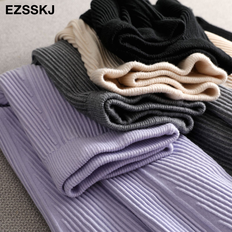 casual A-line MIDI sweater thick skirt female autumn winter new mid-length black elegant skirt women 210309