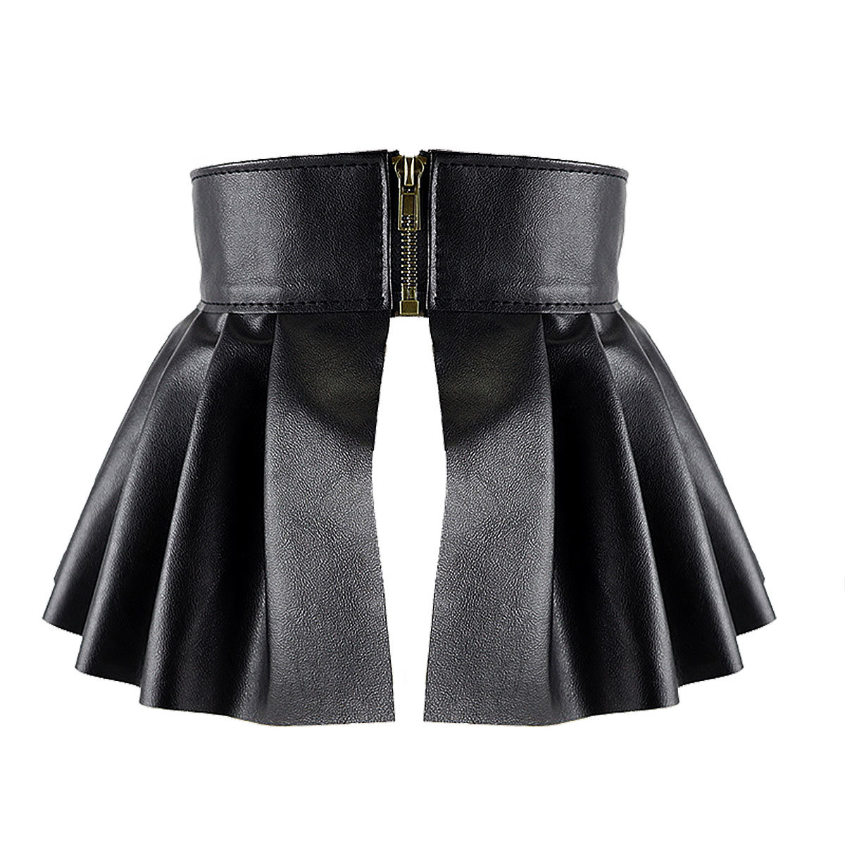 Womens Ladies Sexy Skirts Ladies Faux Leather Pleated Skirts Split Embellished Studded A-Line Mini Skirt for Parties Clubwear 210309