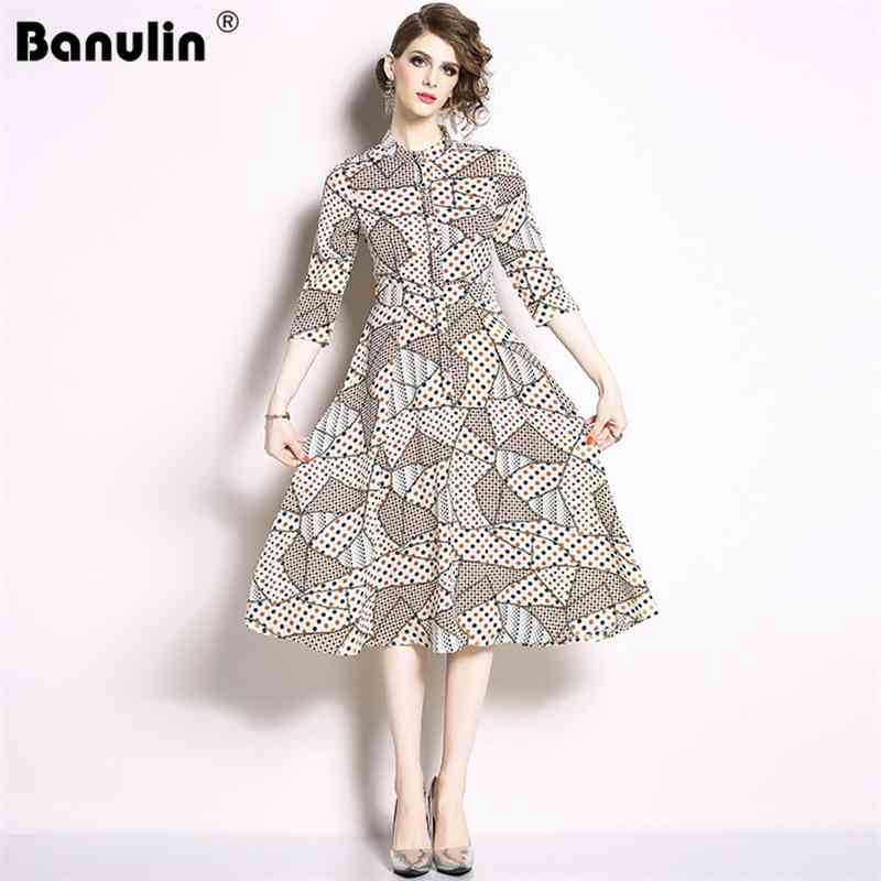 Banulin Quality Runway Designer Spring Summer Dress Women's Stand Collar Dot Print Geometric pattern Vintage 210603, White
Banulin Quality Runway Designer Spring Summer Dress Women's Stand Collar Dot Print Geometric pattern Vintage 210603, White